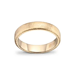 Wedding by Frisenberg – Giftering i gult gull med børstet overflate – 4 mm bred