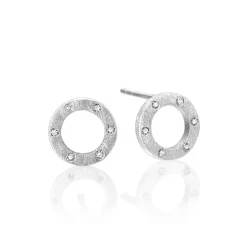 Wille Jewellery-Cosmos ørepynt i sølv-matt-m/12 diamanter -Diameter 10 mm